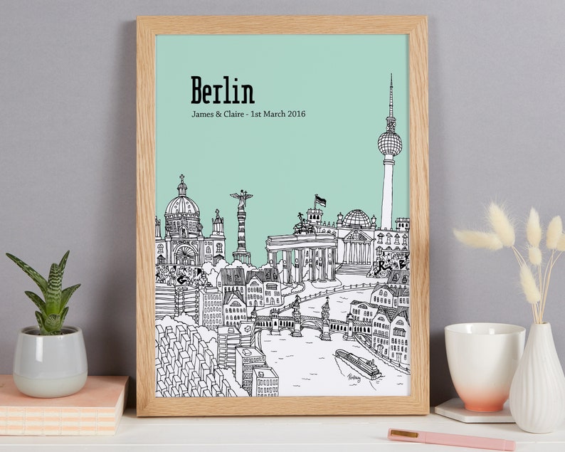 Personalised Berlin Print Unique Wedding Gift First Anniversary Gift Berlin Engagement Gift Berlin Art Berlin Picture image 8