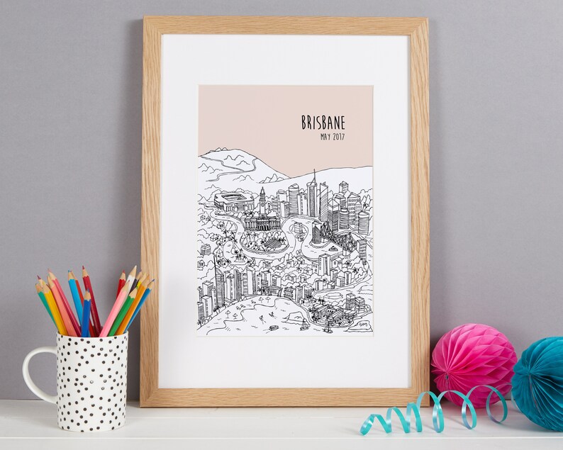Personalised Brisbane Print Unique Wedding Gift Brisbane Etsy