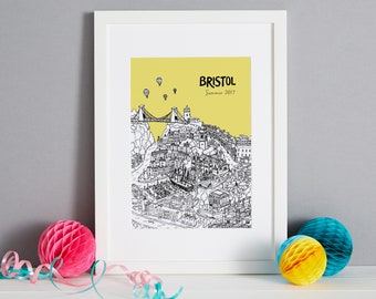 Personalised Bristol Print | Bristol Gift | First Anniversary Gift | Engagement Gift | Unique Wedding Gift | Travel Related Gift | Bristol