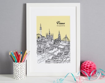 Personalised Vienna Print | Unique Wedding Gift | Vienna Picture | Vienna Art Print | Travel Gift | Unique Birthday Gift | Vienna Gift