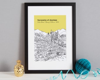 Personalised Aberdeen Graduation Print | University Cityscape Gift