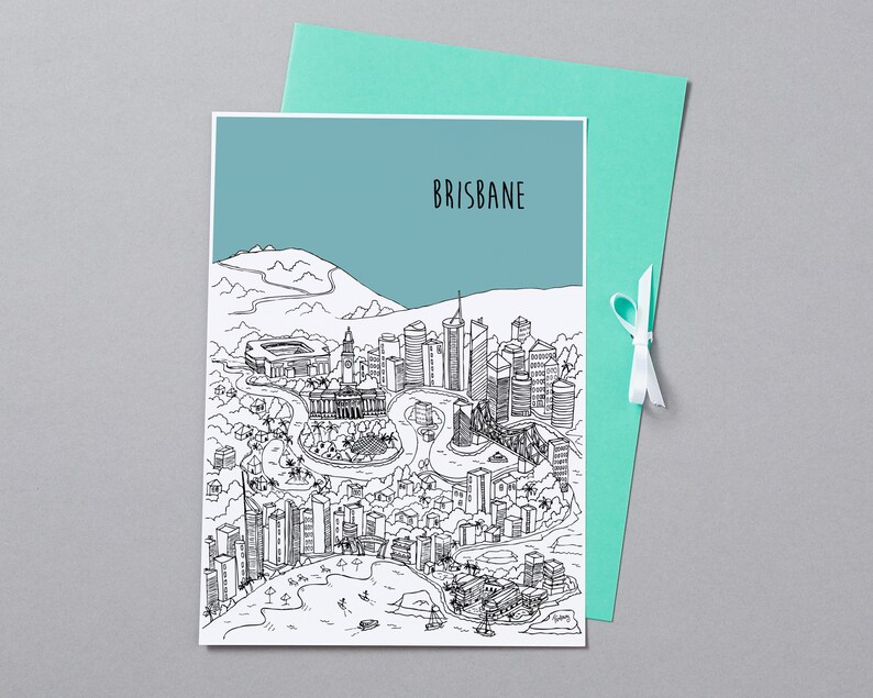 Personalised Brisbane Print Unique Wedding Gift Brisbane Etsy