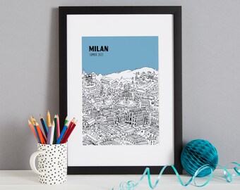 Personalised Milan Print | Unique Milan Wedding Gift | First Anniversary Gift | Valentines Day Gift | Milan Engagement Gift | Milan Art
