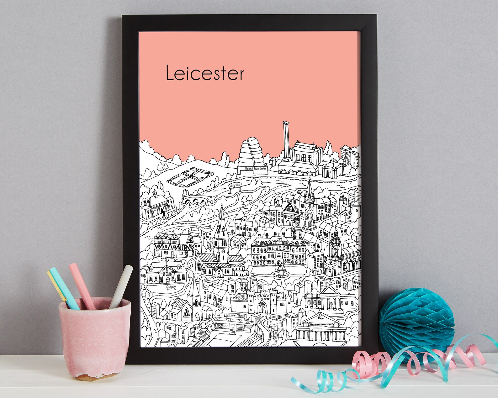 Personalised Leicester Print Leicester Art Unique Etsy
