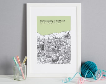 Personalised Sheffield Graduation Gift | Sheffield University Graduation Present | University of Sheffield Graduation Gift | Sheffield Print