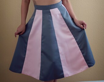 Katrina Skirt in Soft Pink and Gray Satin