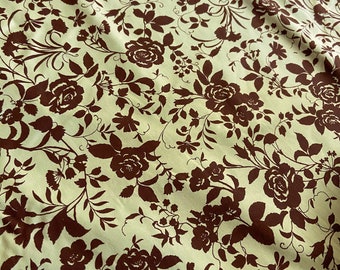 Robert Kaufman- Pimatex Basics- Sage Green and Brown Floral Print- Fabric By The Yard