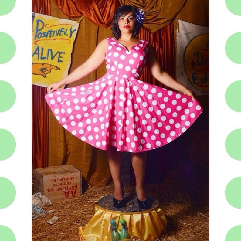 Kitten Dress in Over Sized Dots Hot Pink Etsy