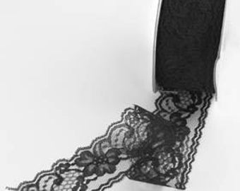 2 inch Black Flat Lace by the yard