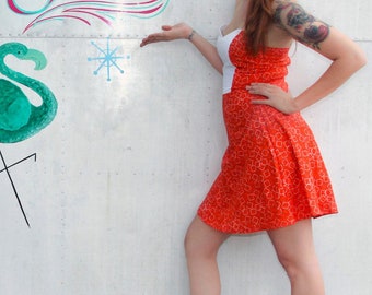 Retro Orange A-Line Dress