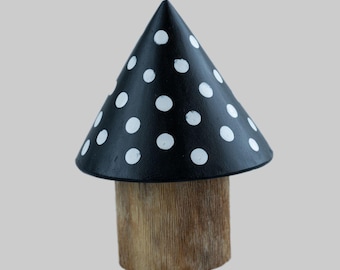 magical Mushroom turned in ash black and white  cap stash box