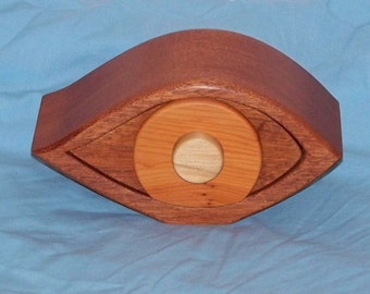 Eye Dali Style Sculpted Jewlry Box  Mahogany