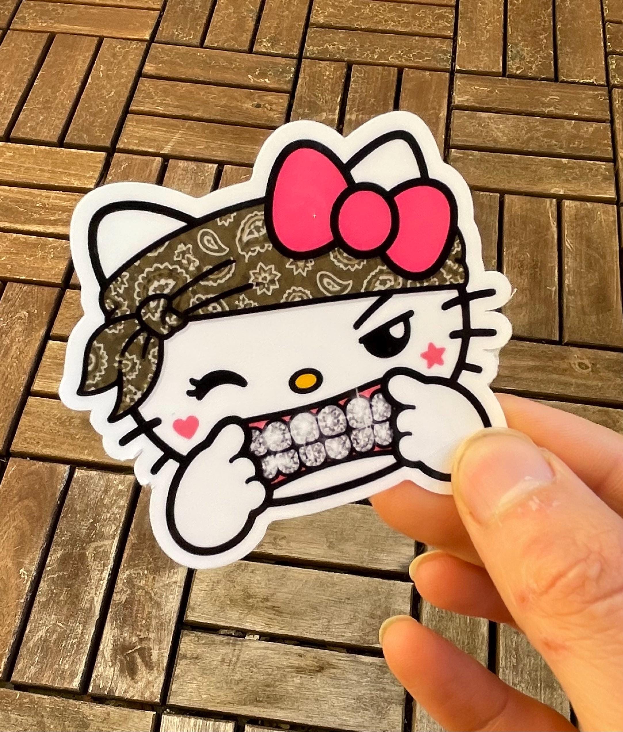 Hello Kitty Rills Hello Kitty Sticker Cute Gangsta Bandana Grills Grillz Kawaii Sanrio ...