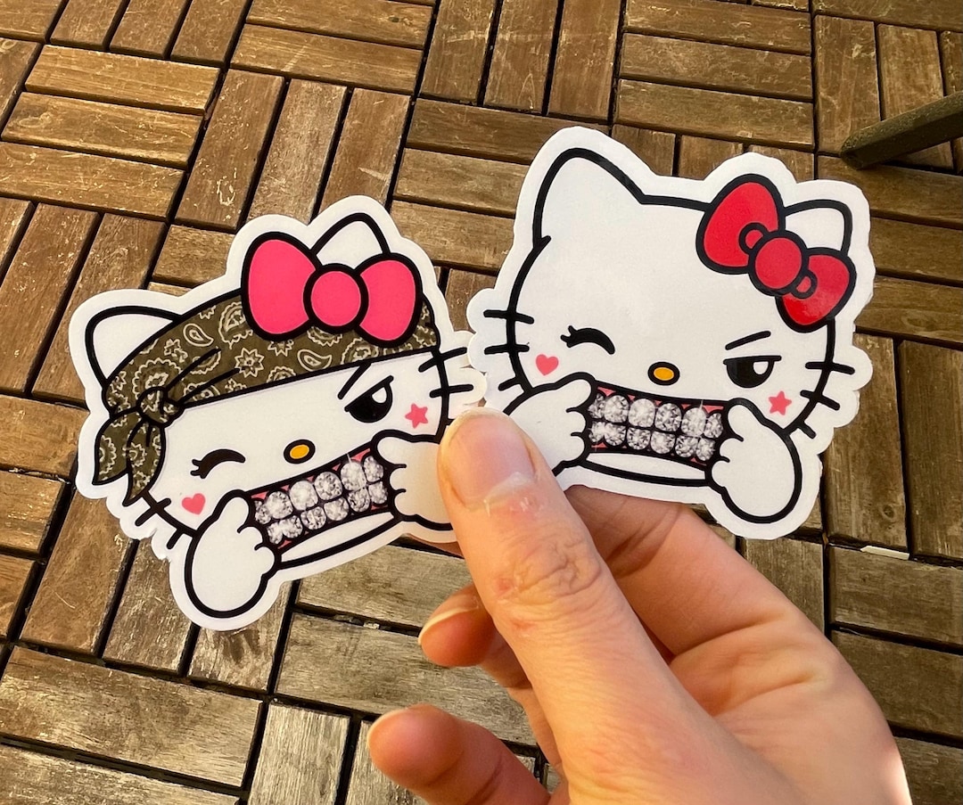 Hello Kitty Rills Hello Kitty Sticker Cute Gangsta Bandana Grills Grillz Kawaii Sanrio ...