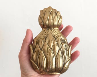 WELCOME. Vintage Solid Brass PINEAPPLE Door Knocker - Southern Hospitality - Hollywood Regency - Great Housewarming Gift or Wedding Present