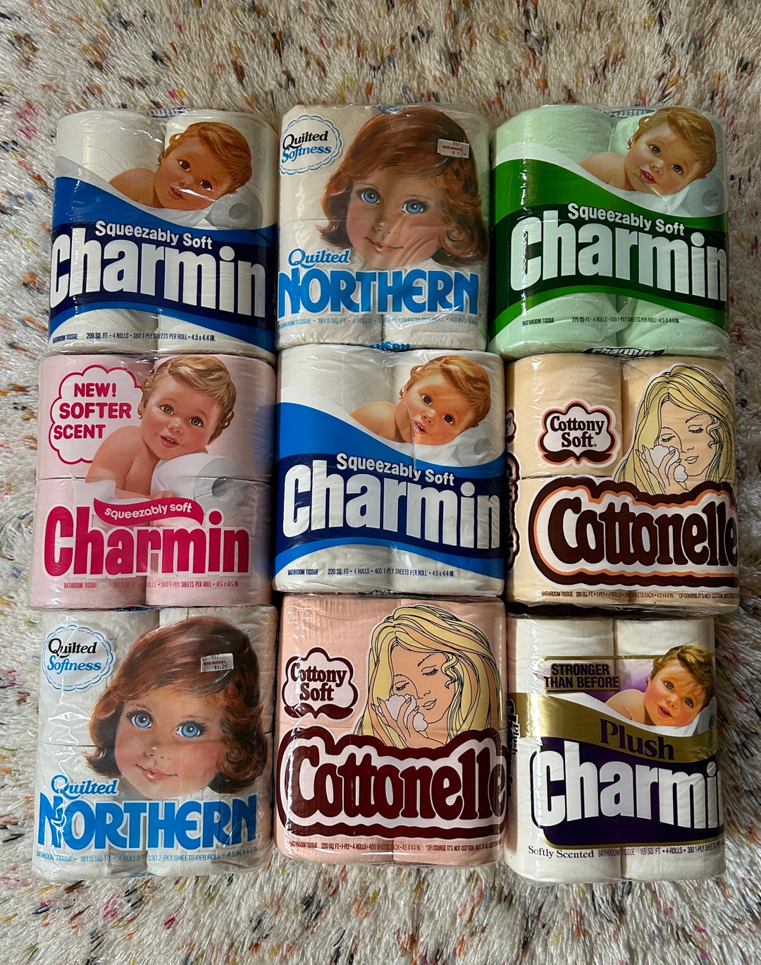 Vintage Toilet Paper 4 & 6 Roll Packs - Charmin Cottonelle