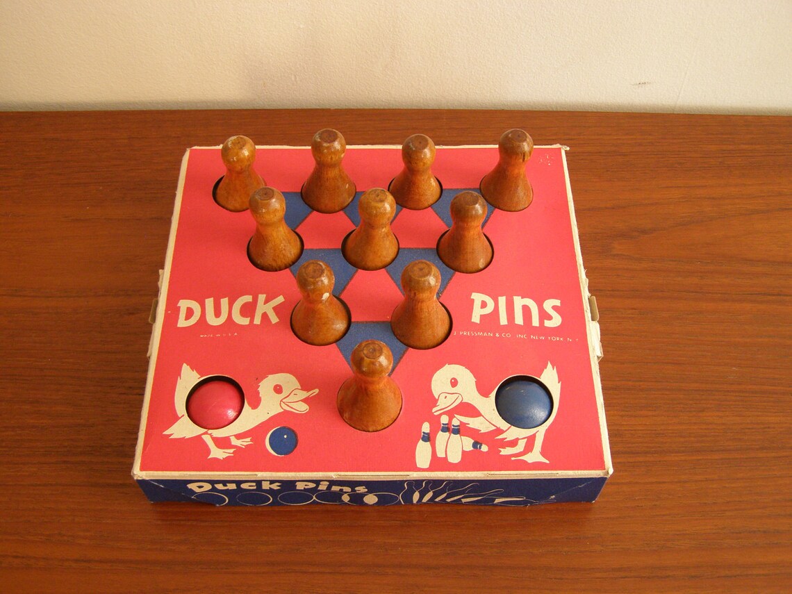 Vintage DUCK PINS Toy Bowling Set by J Pressman & Co NYC Etsy