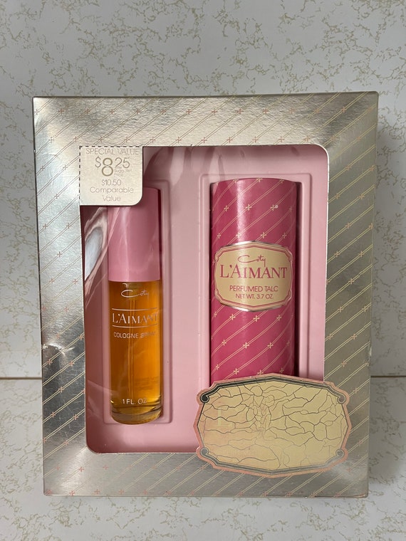 Vintage COTY L'AIMANT Cologne Spray & Perfumed Talc Gift Set by