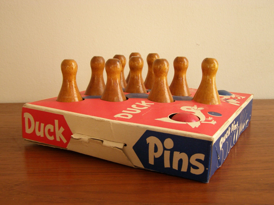 Vintage DUCK PINS Toy Bowling Set by J Pressman & Co NYC Etsy