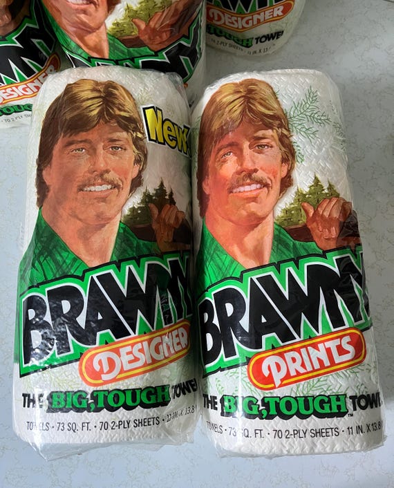 Vintage 1980s BRAWNY Lumberjack Paper Towels - 80s Advertising