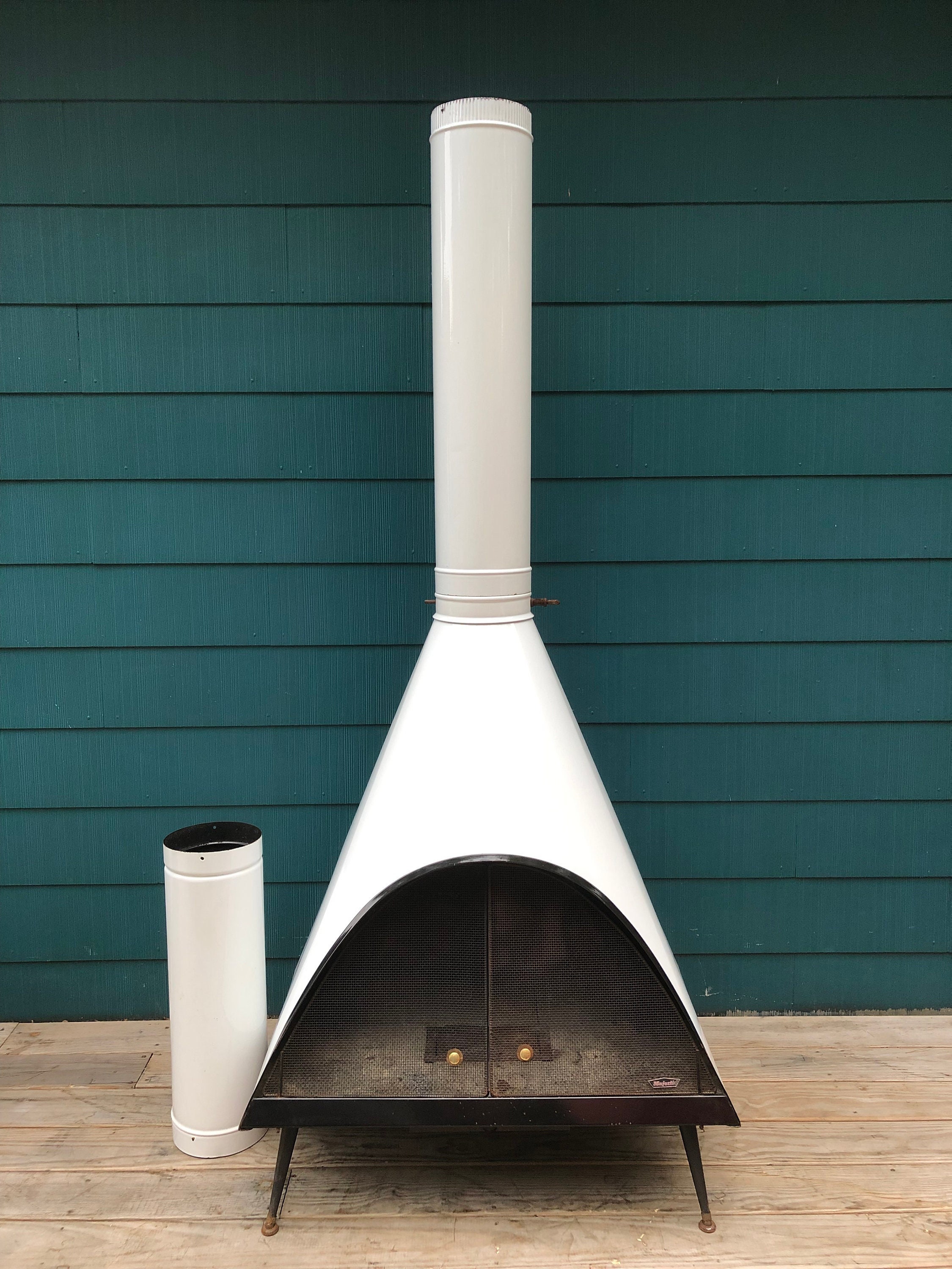 Vintage MAJESTIC Mid Century Modern Freestanding Cone Fireplace