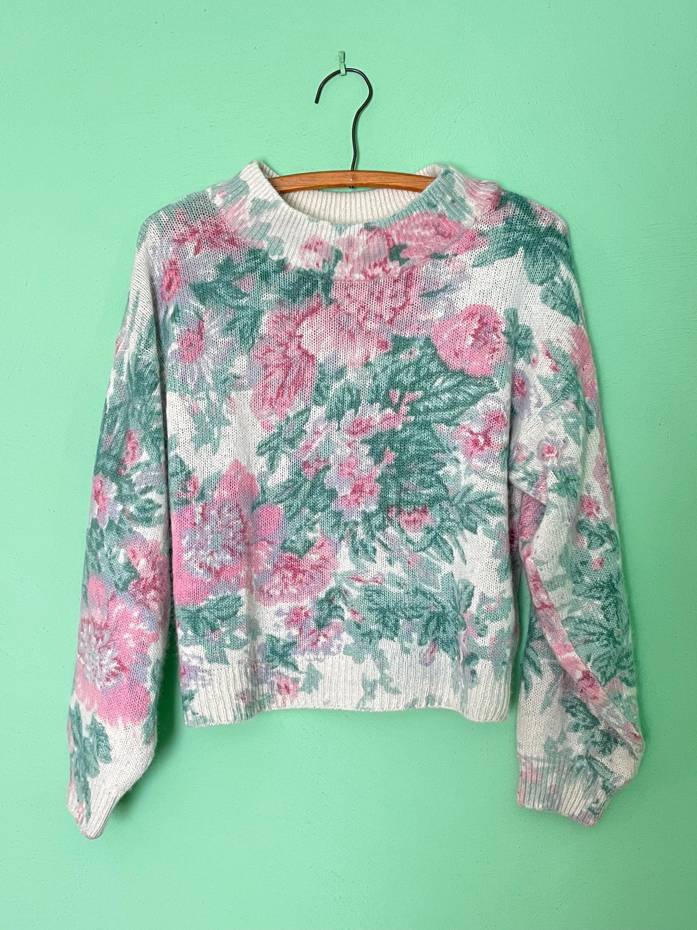 Vintage 80s Extra Energy De Rotchild Floral Silk & Angora