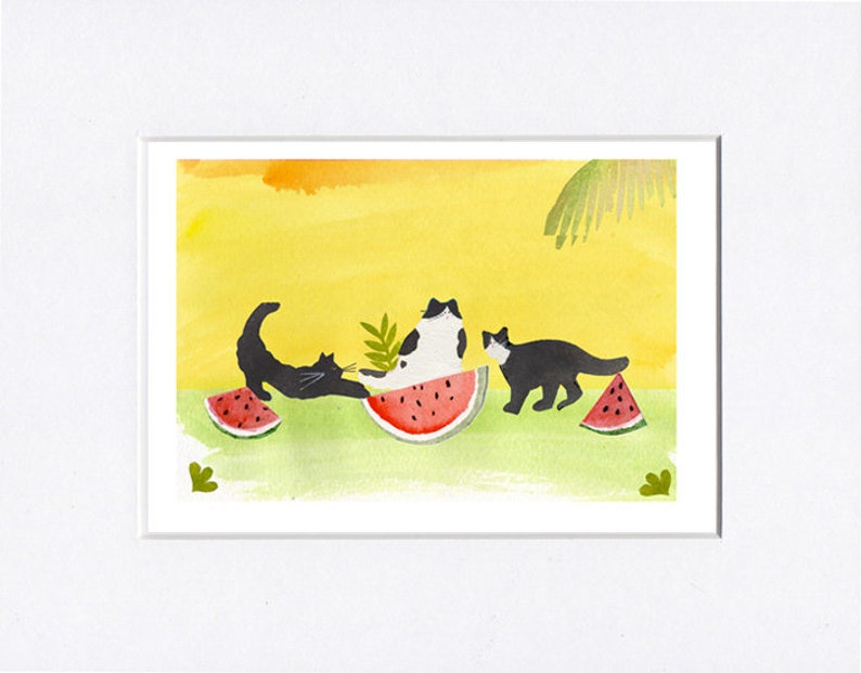 Watermelon Cats 8 x 10 Print image 1