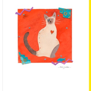 Carte de note de chat siamoise
