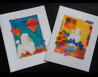 White Poodle 4- Pack Note Cards