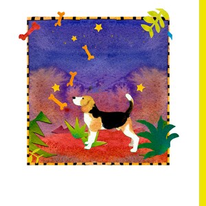 Spürhund Knochen Kunst Grußkarten