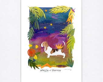 Basset Matted Mini Print - 8 x 10