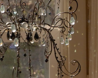 Black and Blue Crystal - A Sunshower Chandelier