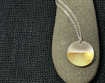 Silver and Gold Half and Half Necklace/  Silver and Gold Necklace/ Silver and Gold Pendant