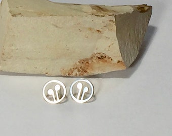 Sterling Silver Architectural Post Earrings / Art Deco Prairie Style Studs