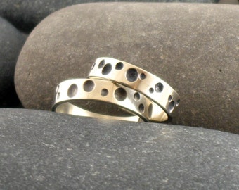 Sterling Silver Dotted Band/ One-of-a-kind Oxidized Silver Ring