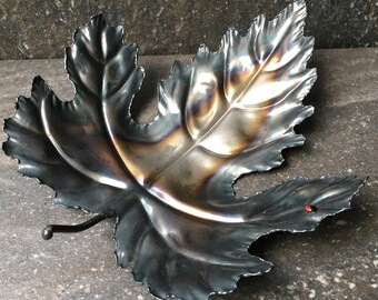 Large Metal Leaf with Handpainted Ladybird Detail