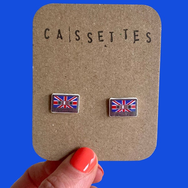 Little Union Jack retro cassette tape earrings