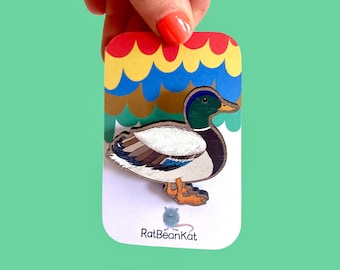 Little wooden duck badge