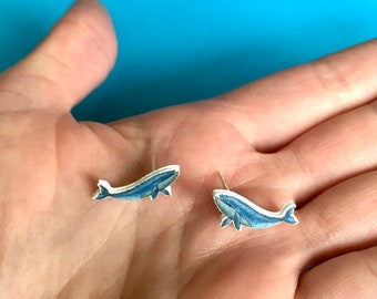 Little blue whale earrings