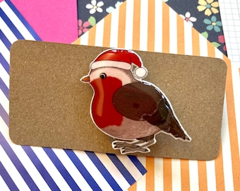 SALE festive robin badge