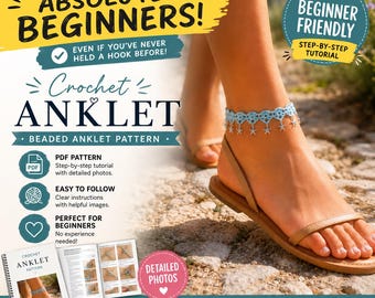 Perlen gehäkeltes Fußkettchen Muster, Boho Fußkettchen Anleitung (PDF Download)