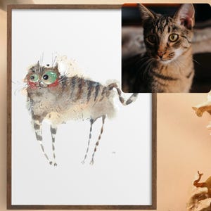 Hand painted watercolor cat portrait from your photo, Custom pet illustration, Personalized feline art, Unique cat lover gift, Pet decor