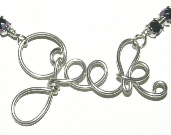 Wire Word Necklace Handmade Silver Wire Wrapped Geek Etsy