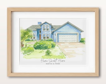 Home portrait, house painting, housewarming gift, home sweet home sign, our first home sign, watercolor home, house portrait, realtor gift