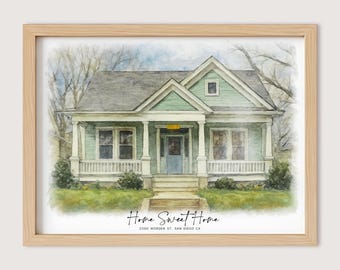 Home portrait, house painting, housewarming gift, our first home sign, home sweet home sign, watercolor home, house portrait, realtor gift