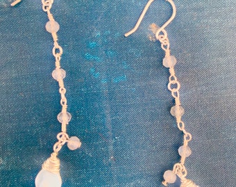 Opal and labradorite dangle earrings