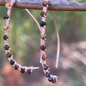 tigers eye and rose gold wire wrapped earrings image 6