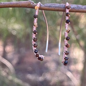 tigers eye and rose gold wire wrapped earrings image 5