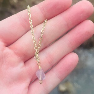 Single purple fluorite stone gold necklace image 5