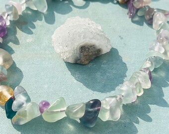 beaded multi-colored fluorite bracelet